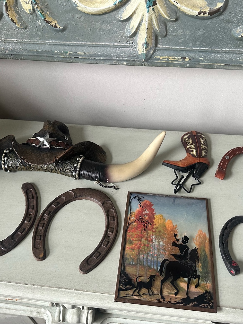 Western cowboy horseshoes decor lot vintage and newer